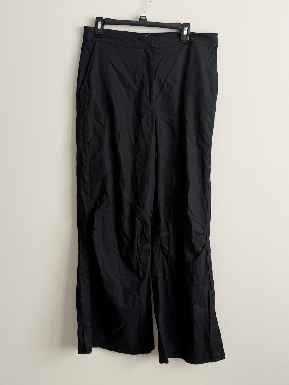 Marcella Runa Linen Blend Wide Leg Pants Black Size Large